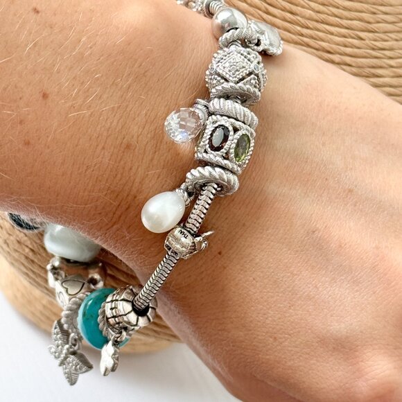 Judith Ripka Women's Sterling Silver Turquoise Charm Bracelet - Picture 2 of 4